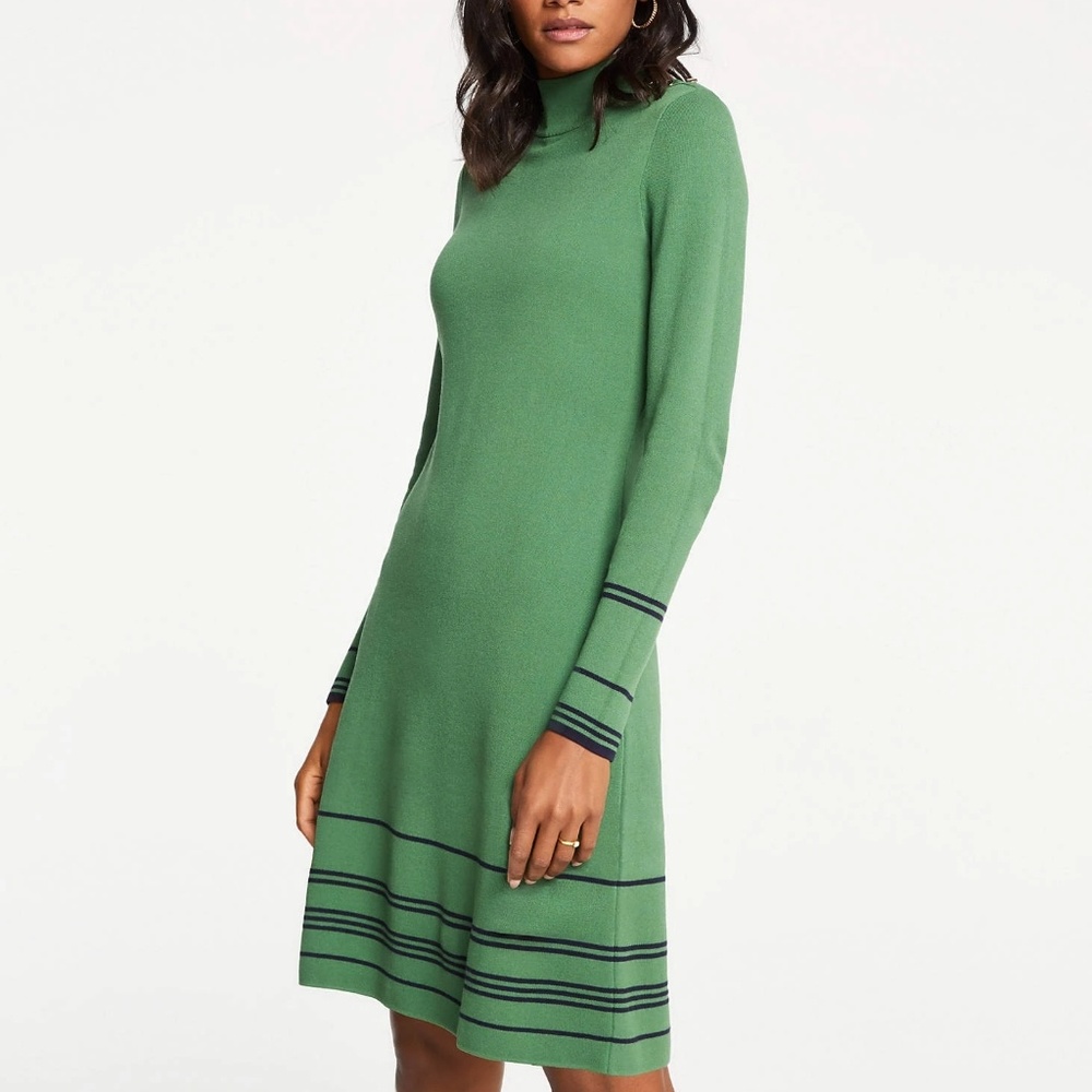 Ann Taylor STRIPE TURTLENECK SWEATER DRESS Smal